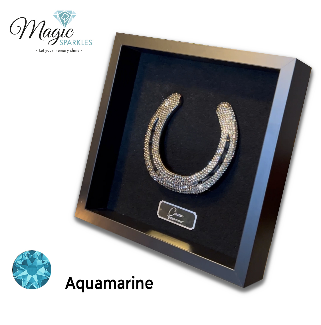 Magic Sparkle hoefijzer paard Aquamarine